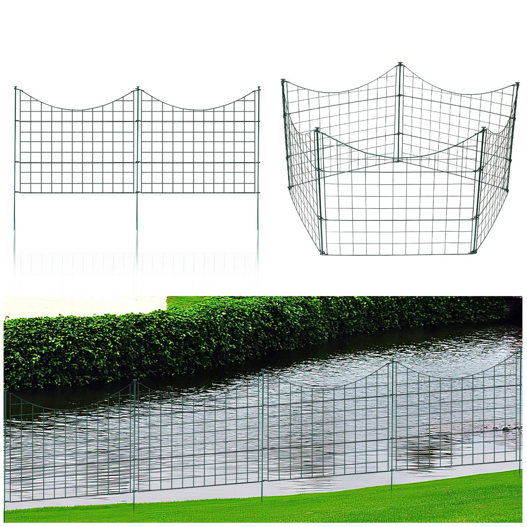 Randaco Teichzaun Gartenzaun 5tlg Set, Gartenzäune Dekorative mit 11 Zaunelemente-5 Zaunelemente und