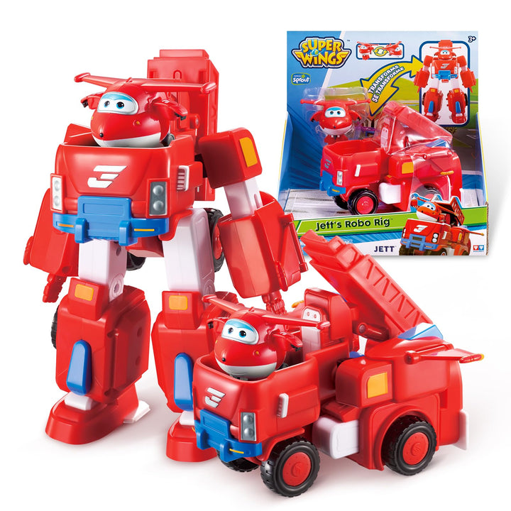 Super Wings EU720311 - Transformations-Flugzeug Jett Robo Rig, ca. 18 cm grosse Spiel-Figur für Kind