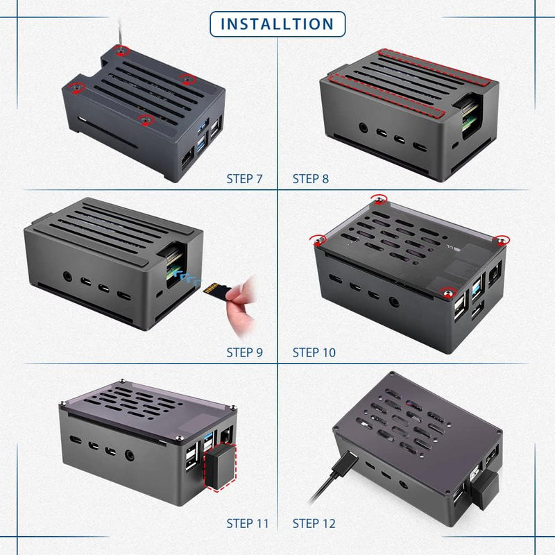 GeeekPi Raspberry Pi 4 Aluminium NAS Gehäuse mit PWM Lüfter und M.2 SATA SSD Adapterplatine, Raspber