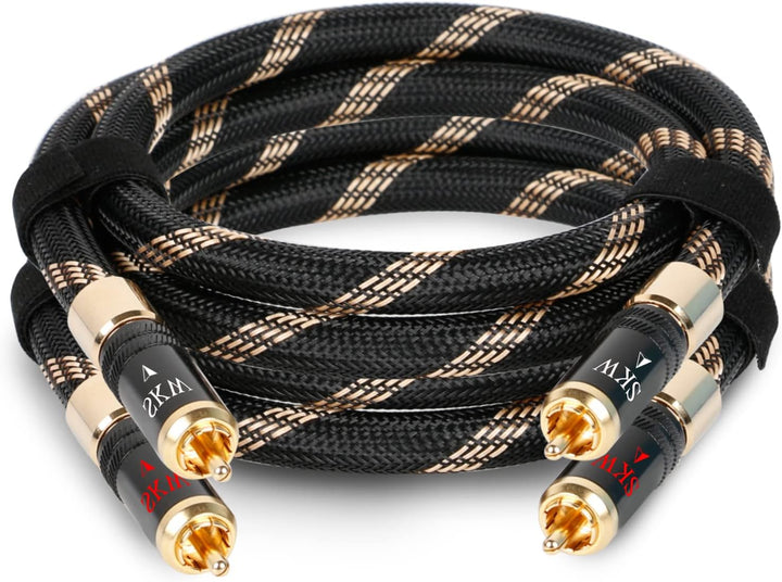 SKW Upgrade Cinch-Audiokabel 2 x Cinch auf 2 x Cinch Stecker mit selbstverriegelndem Stecker, RCA Ka