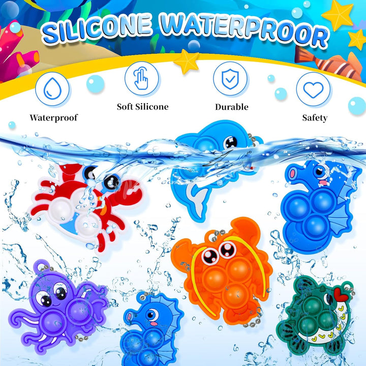 30Stk Silikon Pop Spielzeug Set für Kinder - Tierische Anti-Stress Schlüsselanhänger mit 8 Designs,