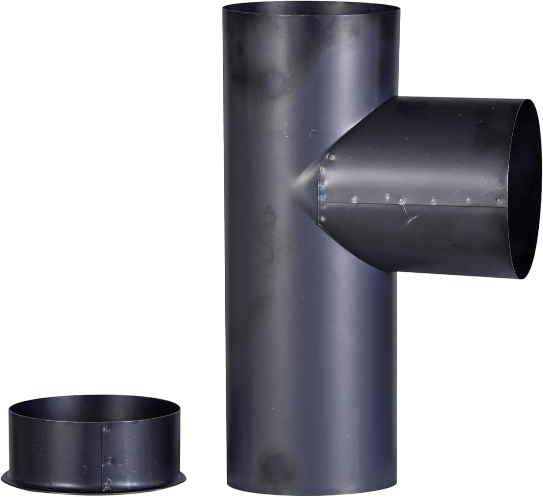 FIREFIX O120/KK Blauglanzblech Kapselknie, 300 mm lang, ø 120 mm - Ofenrohre aus Stahlblech, 0,6 mm