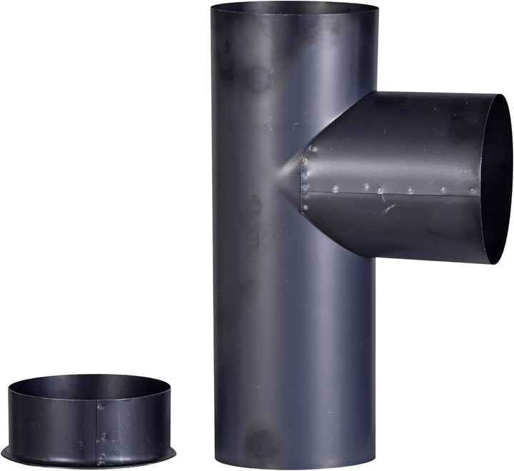 FIREFIX O120/KK Blauglanzblech Kapselknie, 300 mm lang, ø 120 mm - Ofenrohre aus Stahlblech, 0,6 mm
