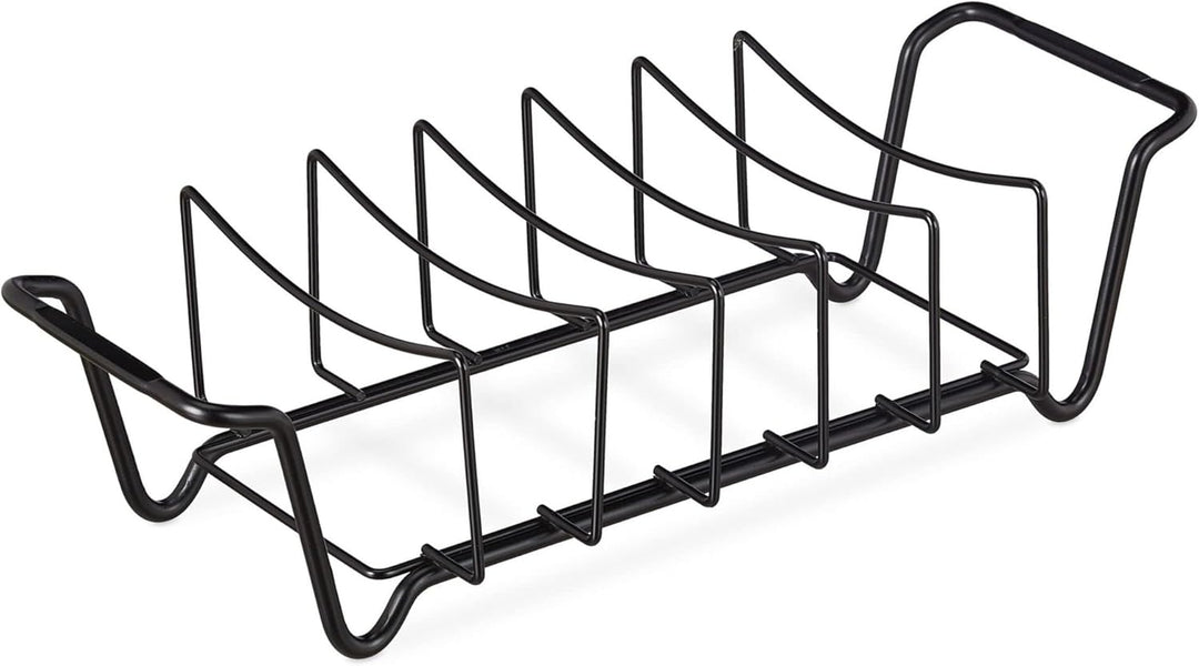 Relaxdays Rippchenhalter, Bratenkorb für den Grill, Carbonstahl, beidseitig, Grillfleischhalter für