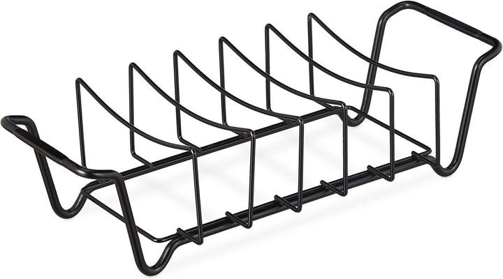 Relaxdays Rippchenhalter, Bratenkorb für den Grill, Carbonstahl, beidseitig, Grillfleischhalter für