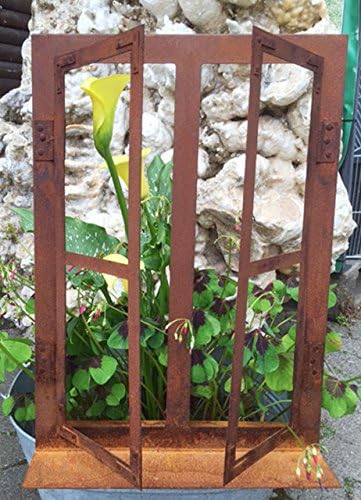 Deko-Fenster 45 x 33 cm zum Öffnen Rost Edelrost Metall + Original Pflegeanleitung von Steinfigurenw