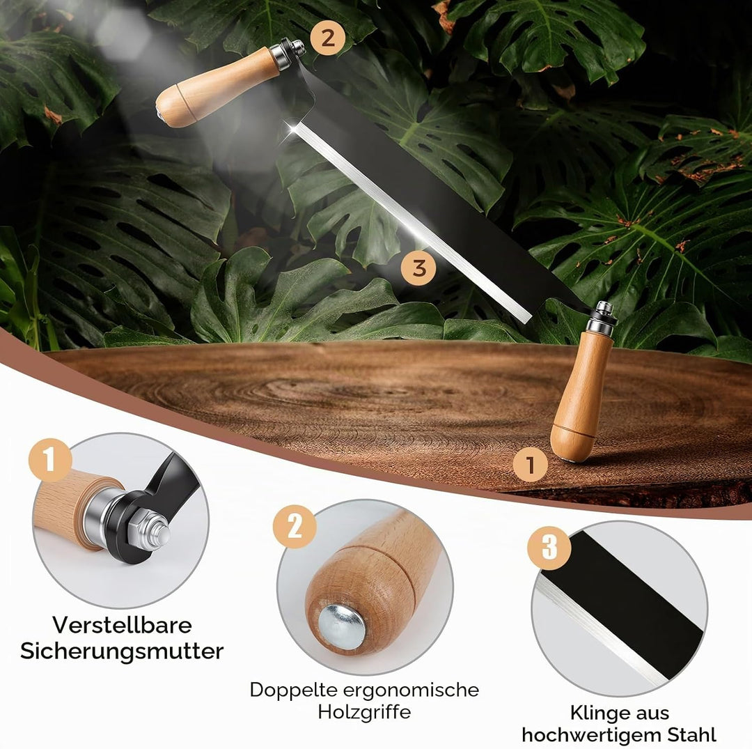 250 mm Zugmesser für Holz, Baumschäler mit komfortabler Holzgriff, Wolframstahl, Schindelmesser, Zus