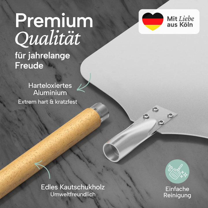 Blumtal Pizzaschieber mit grosser Fläche und abnehmbaren Griff - 30,5cm x 30,5cm Pizzaschaufel Alumi