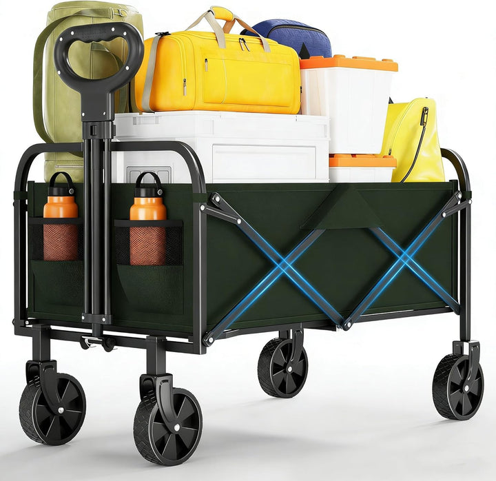 Robuster Faltwagen 220 l Tragkraft 172 kg Grün | Robuster Allzweckwagen Tragkraft, zusammenklappbar,