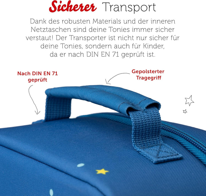 tonies Bühnen-Transporter Durch die Galaxie, Transporttasche für Mind. 14 Hörfiguren, ausklappbare P