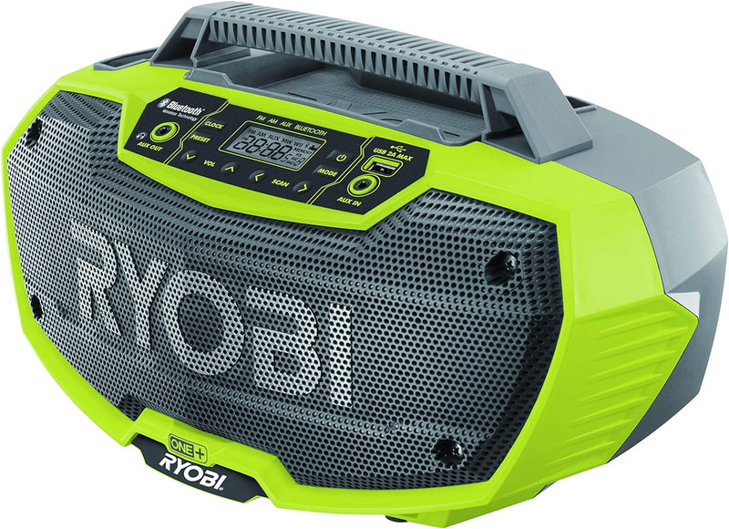 Ryobi 18 V Akku-Stereo-Radio mit Bluetooth® R18RH-0 (Radio mit 2 x 7 Watt Stereo Lautsprecher, USB-A