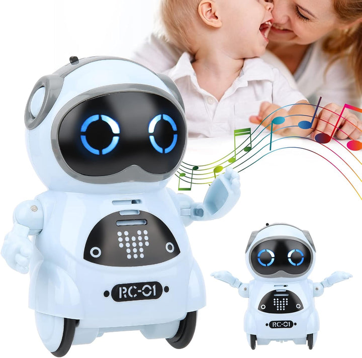 Bewinner Mini-Roboter-Spielzeug, Tasche, Sprechend, Tanzend, Singend, LED-Leuchten, Roboterspielzeug