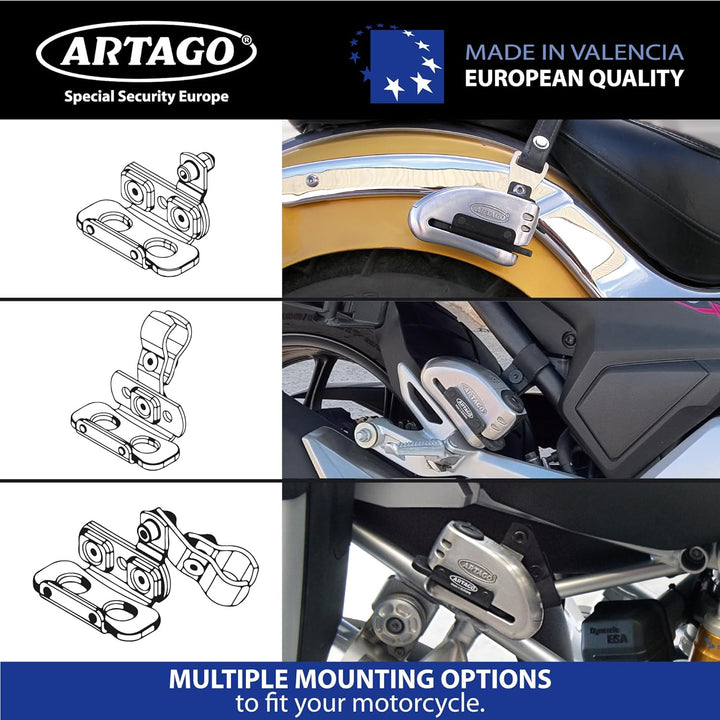 Artago K202 Halterung für Motorrad Diebstahlsicherung Artago 32, Universal zur Befestigung an Rohren