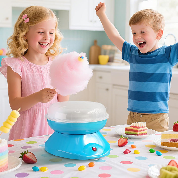 HOMCOM Zuckerwattemaschine für Zuhause Cotton Candy Machine Zuckerwatte Maschine mit Stäbchen und Me