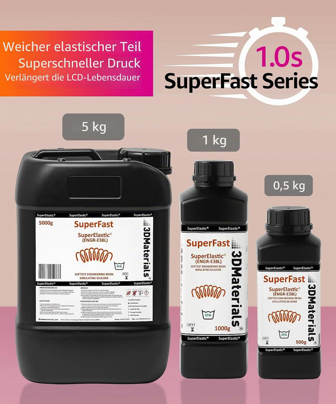 3D-Drucker Harz, Weichheit 60A, simuliert weiches Silikon, Hergestellt in Korea von 3DMaterials (100