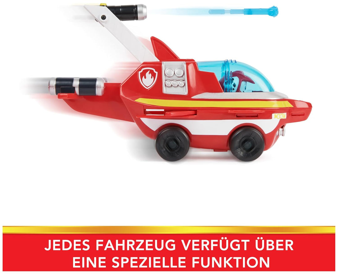PAW PATROL, Aqua Pups - Basis Fahrzeug Spielzeugauto im Delfin-Design mit Marshall Welpenfigur, Spie