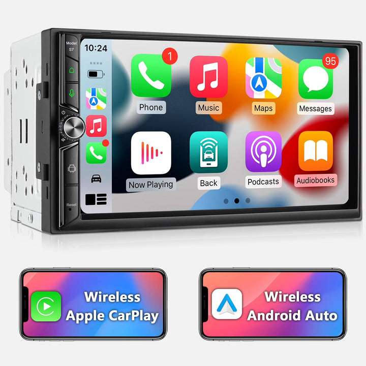 Android Doppel Din Radio mit Wireless Carplay Wireless Android Auto Autoradio mit Bildschirm, 4G+64G