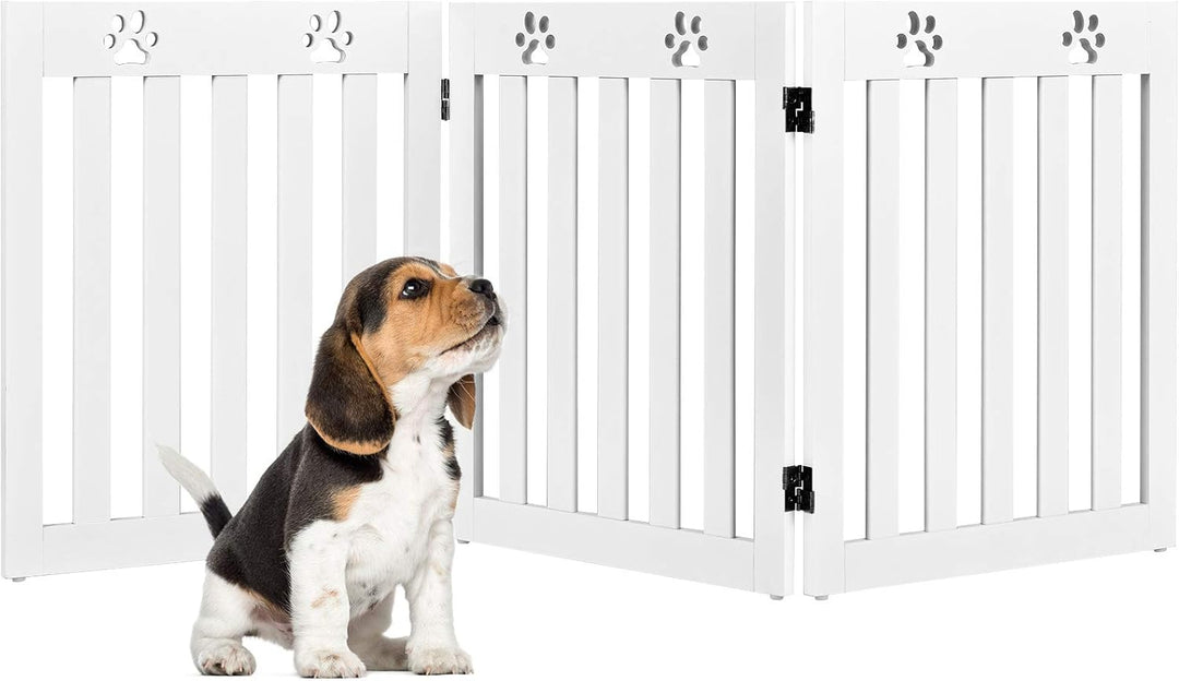 GOPLUS Hunde Absperrgitter, faltbares Schutzgitter, Konfigurationsgitter für Welpen, Hündchen & Katz