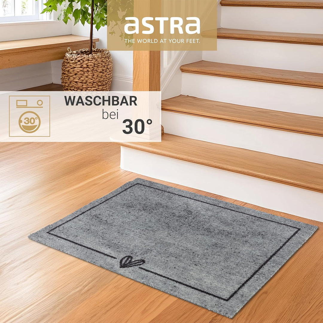 Astra rutschfeste Sauberlaufmatte innen - Herz Melange 66 x 110 cm - Wohnraum Fussmatte Design - Ext