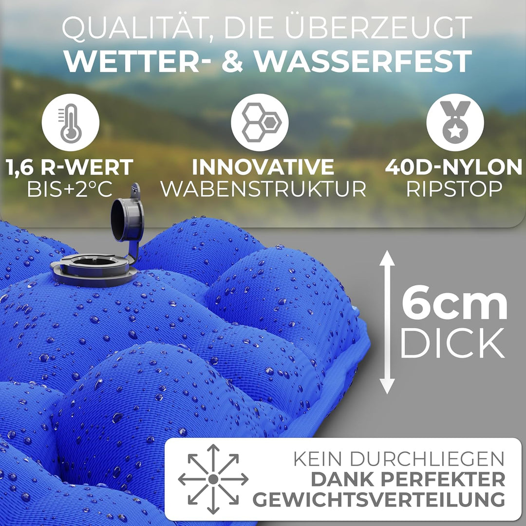 Alpenwert® Isomatte Outdoor [Kleines Packmass & Ultraleicht] Luftmatratze perfekt für Camping, Wande