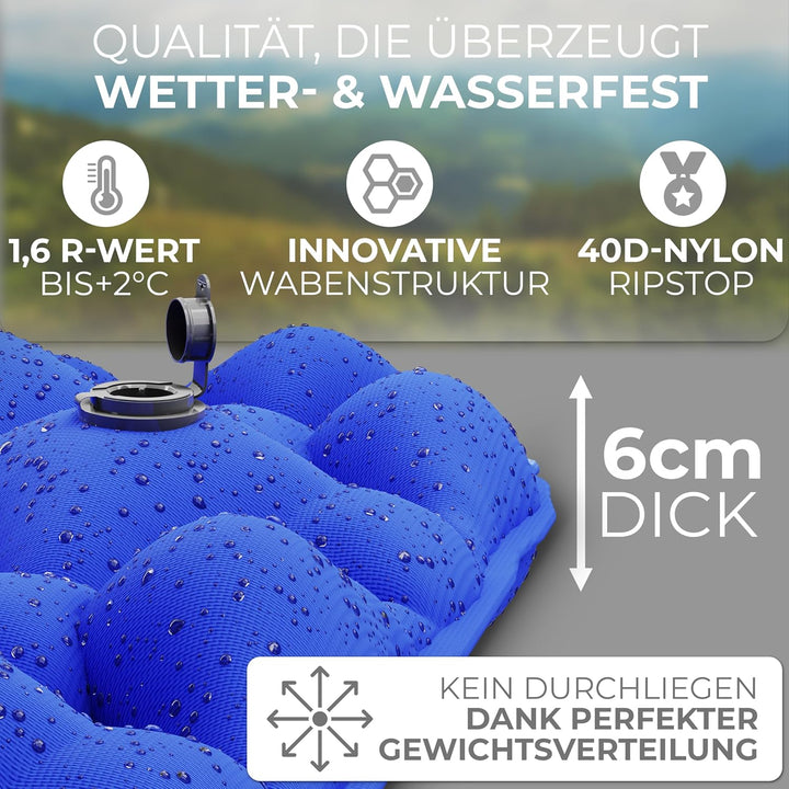 Alpenwert® Isomatte Outdoor [Kleines Packmass & Ultraleicht] Luftmatratze perfekt für Camping, Wande