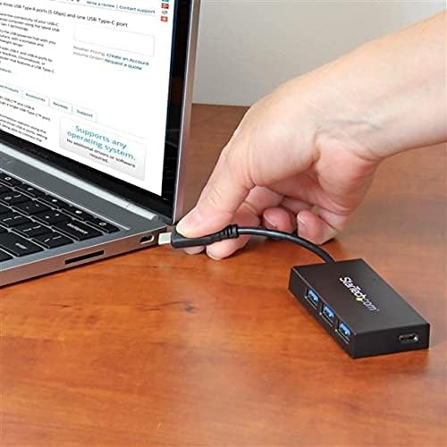 StarTech.com 4 Port USB 3.1 Gen 1 Hub, USB-C auf 1x USB-C und 3x USB-A, Mobiler USB Type C Hub schwa