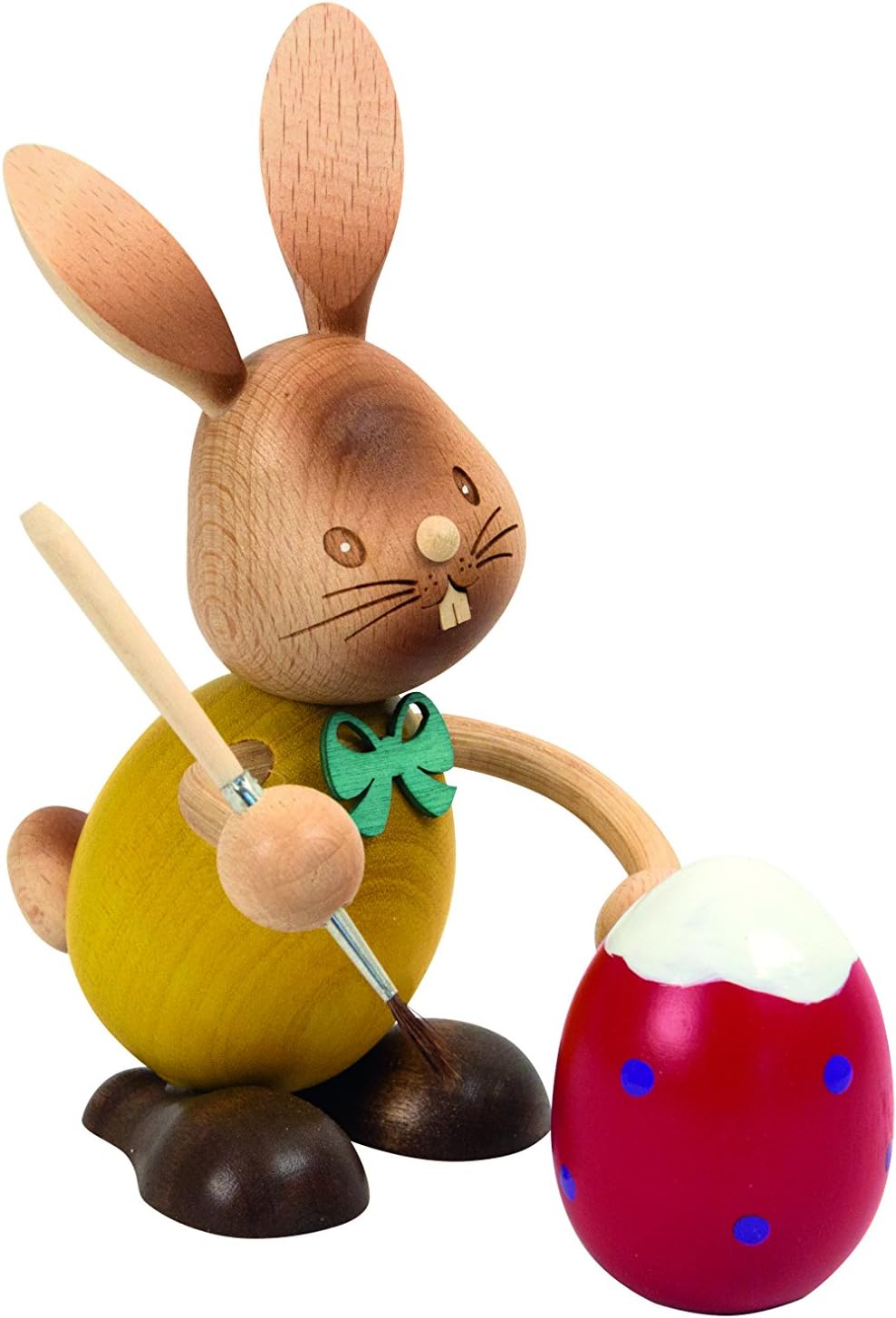 Drechslerei Kuhnert - Osterdekoration / Osterhase - Stupsi Hase "Eiermaler" - 12cm - aus Holz - Made