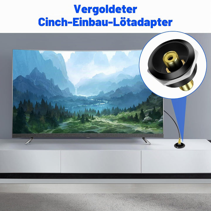MEIRIYFA RCA Panel Mount Connectors, Cinch Buchse zu Buchse Kuppler Runde Adapter Eingebettet Gewind