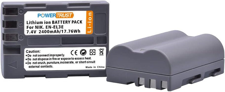 PowerTrust 2Pcs EN-EL3 EN-EL3e Akku und Ladegerät für Nikon D300S, D700, D90, D300, D80, D200, D50,