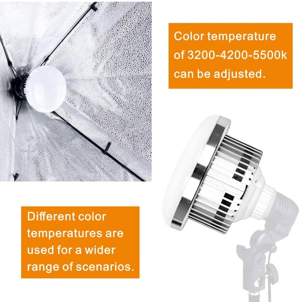 FGen 2 x 85 W LED Fotoleuchte E27 2700–6400 K, Verstellbar mit Fernbedienung, LED Fotostudio Lampe,