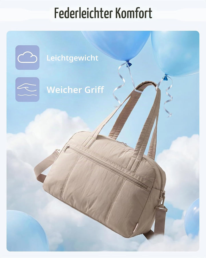 LIGHT FLIGHT Reisetasche Handgepäck, Sporttasche Damen Kliniktasche Geburt | 42x19x30cm, Trolley-Auf