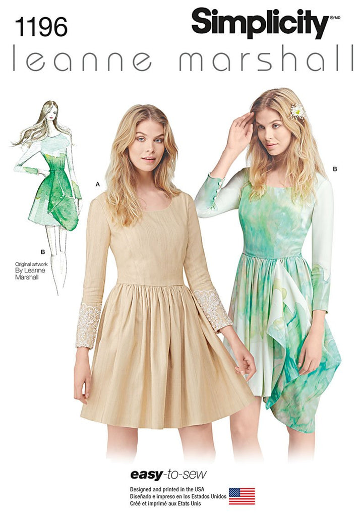 Simplicity 1196 Grösse D5 Schnittmuster Easy-to-sew Leanne Marshall Kleid Schnittmuster