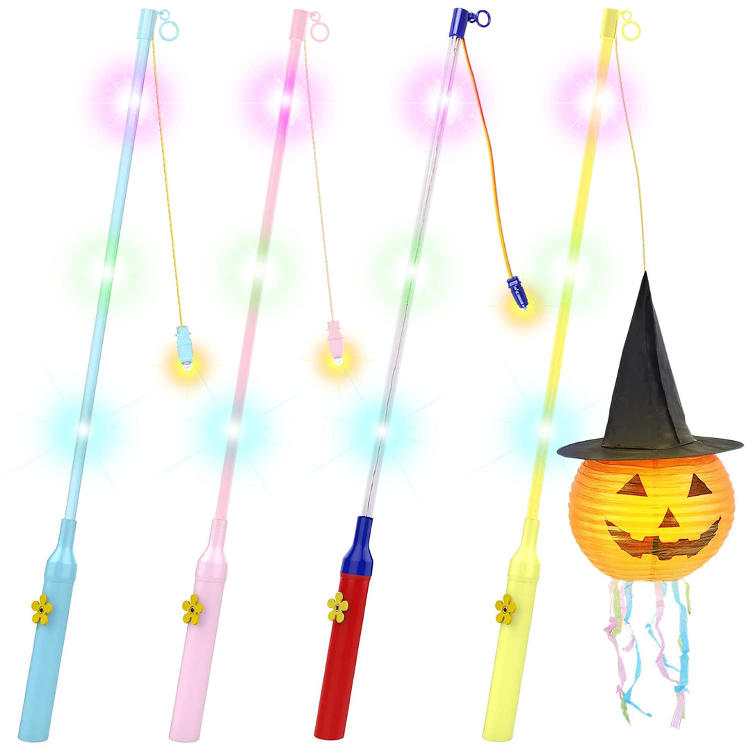 Laternenstab mit LED, LED Laternenstab Elektrisch für St Martin Halloween 4er Kinderlampenstäbe 50CM