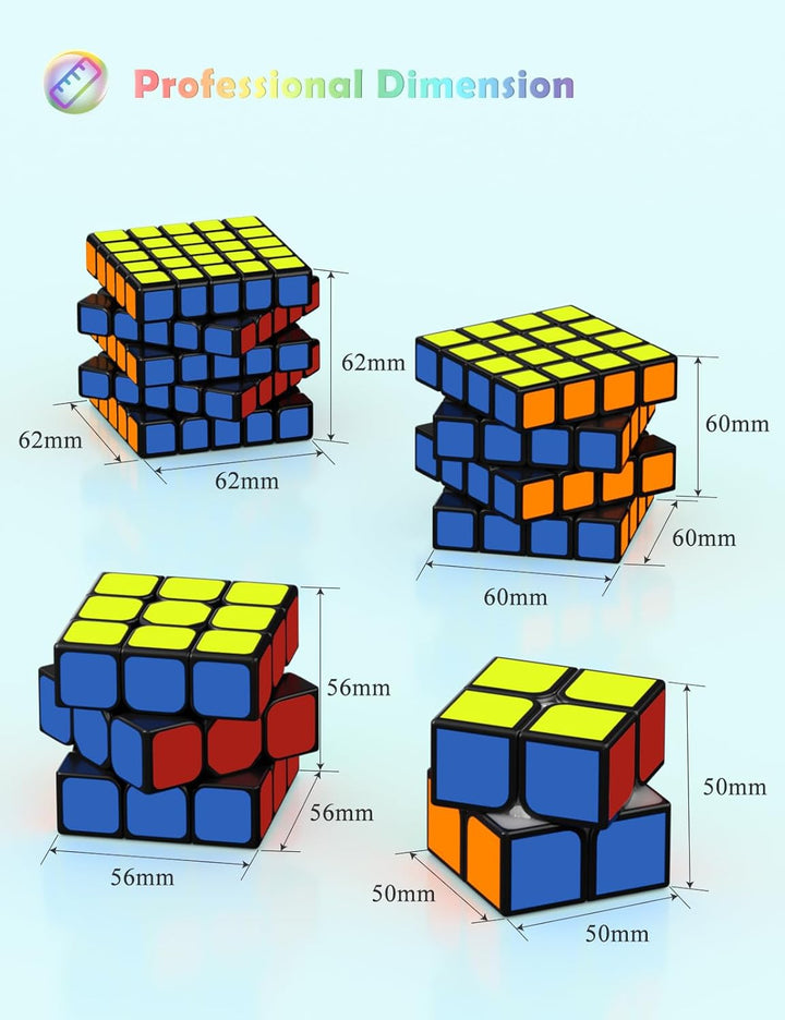 ROXENDA Zauberwürfel Set, Speed Cube Set mit 2x2 3x3 4x4 5x5 Zauberwürfel mit Geschenkbox, Geheimes