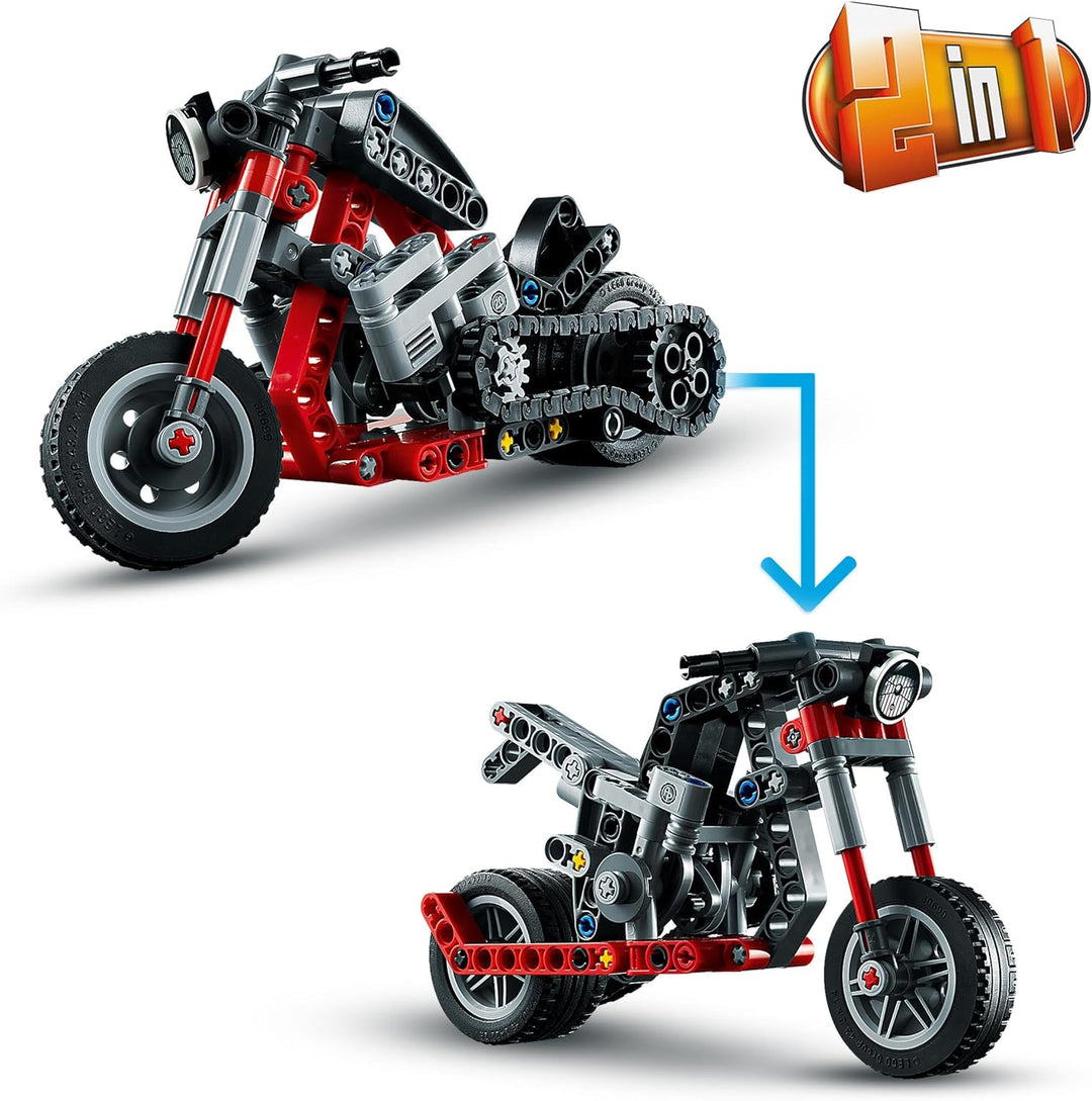 LEGO 42132 Technic Chopper Abenteuer-Bike, 2-in-1 Bausatz, Motorrad-Spielzeug, kreatives Geschenk fü
