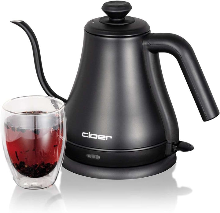 Cloer 4960 Wasserkocher Gooseneck mit geschwungenem Ausguss, abnehmbarer Deckel, 1000 W, Füllmengenm