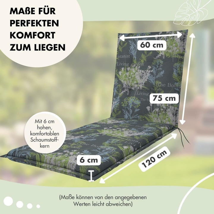 Doppler Auflage Rollliege Living Beige Weiss I Gartenliege-Polster 195x60x6cm aus Baumwolle & Polyes