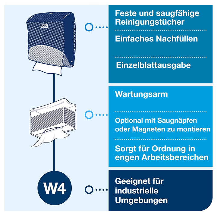Tork Einzeltuchspender Weiss und Türkis W4, Wandmontage, Performance Linie, 654000, Spender