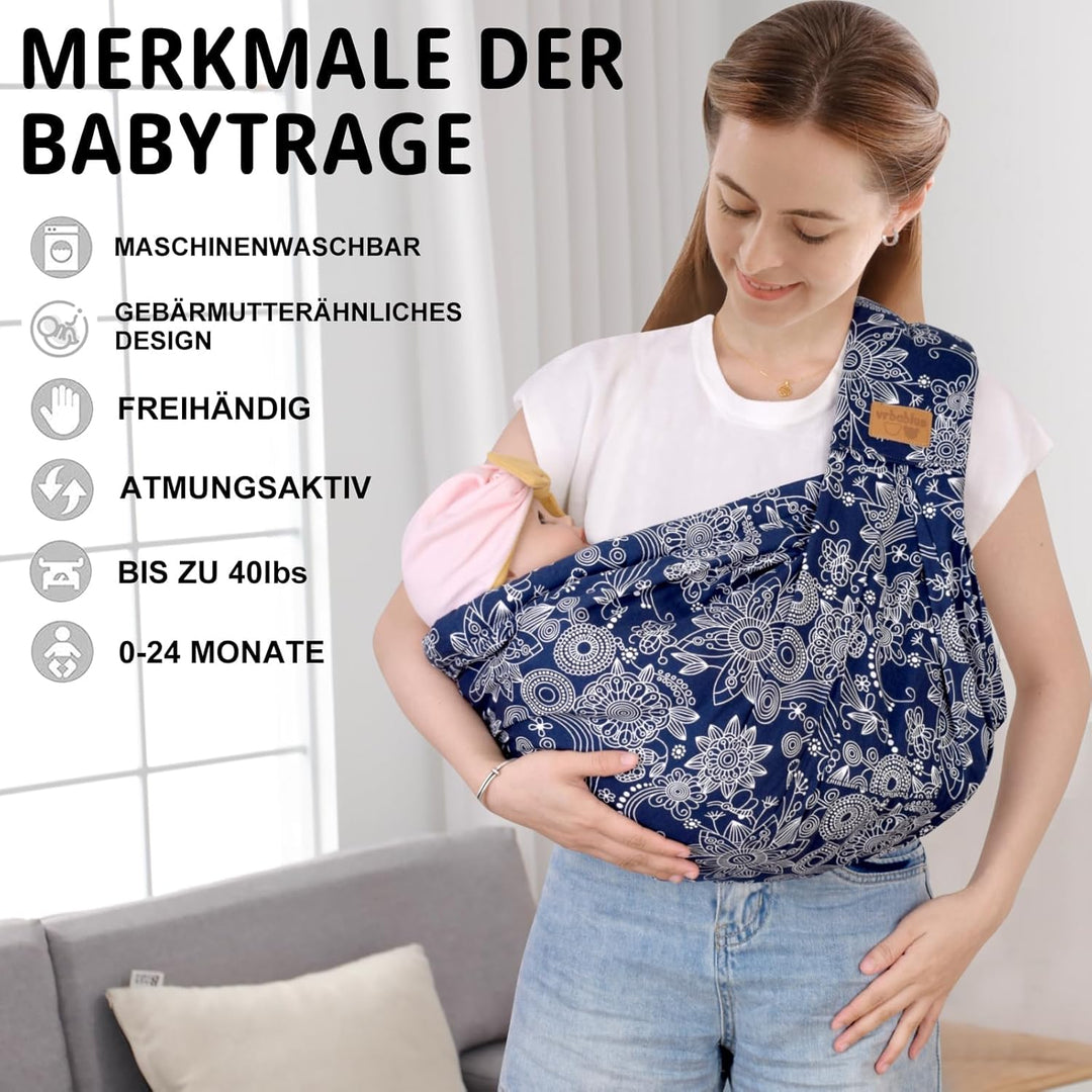 vrbabies Babytrage, Tragetuch Baby-Fronttrage von Neugeborenen bis Kleinkindern, New Upgrade verstel