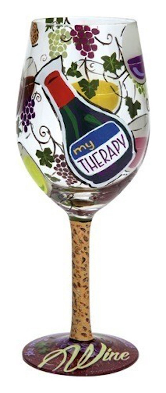 ENESCO Designs by Lolita My Therapy handbemaltes Weinglas, 425 ml, LOLITA WG My Therapy