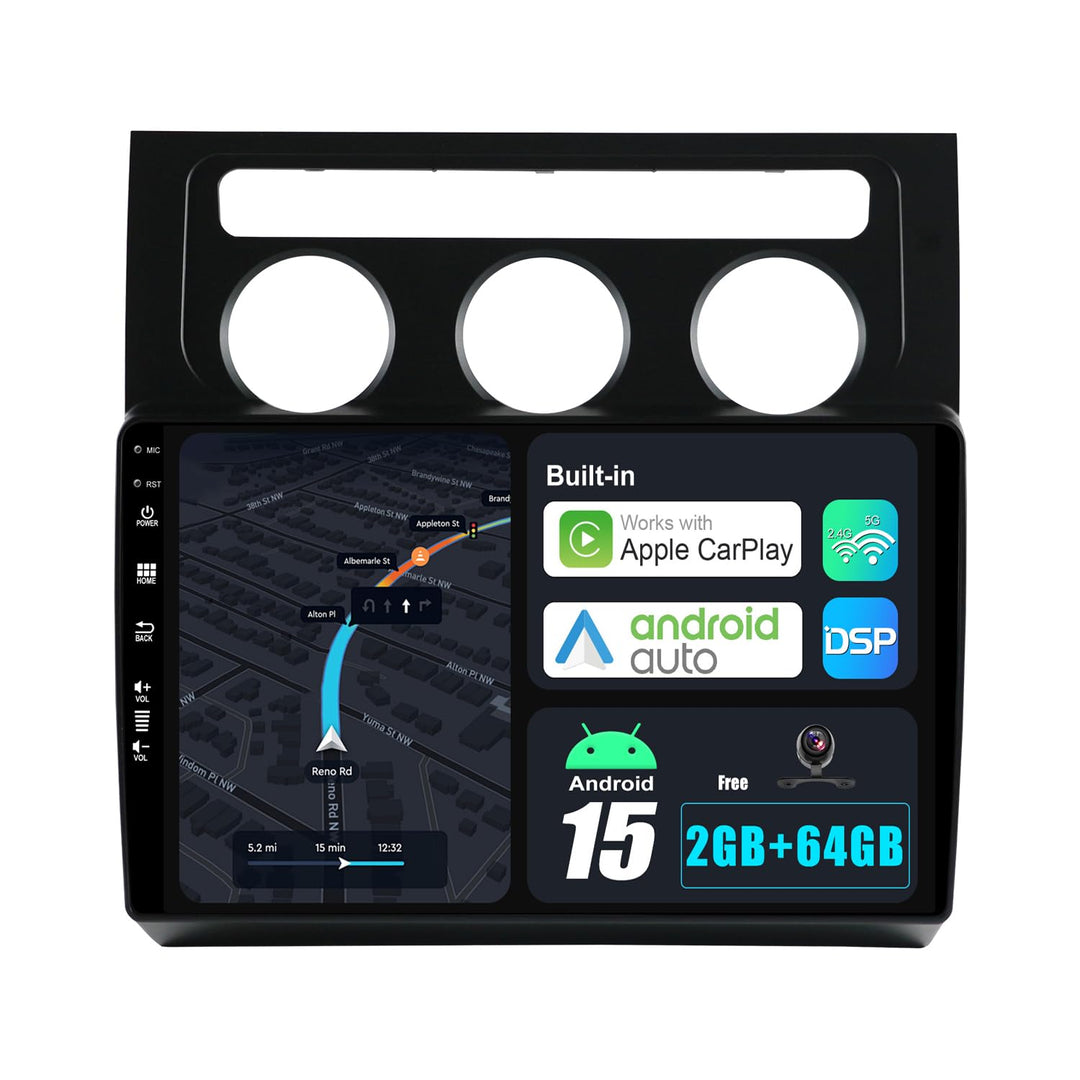 Android 15 IPS Autoradio Passt für VW Touran (2003-2010) - Eingebautes CarPlay Android Auto - KOSTEN