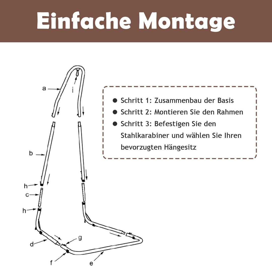 DREAMADE Hängestuhlgestell verstellbar, Freistehendes Hängesesselgestell Metallgestell für Hängesess