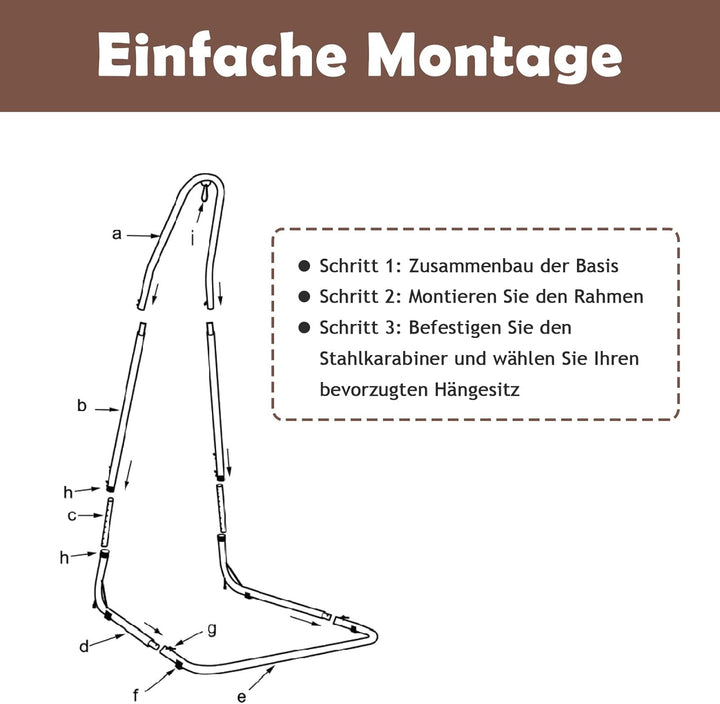 DREAMADE Hängestuhlgestell verstellbar, Freistehendes Hängesesselgestell Metallgestell für Hängesess