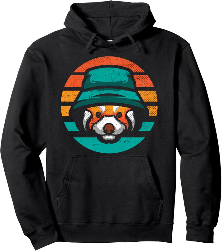 Retro Roter Panda Pullover Hoodie