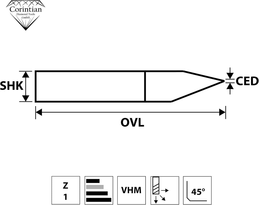 VHM Gravierstichel – Gravurstichel Ø 3,175-6 mm, 15°-90° Winkel, Präzisionswerkzeug für Metall, Kuns