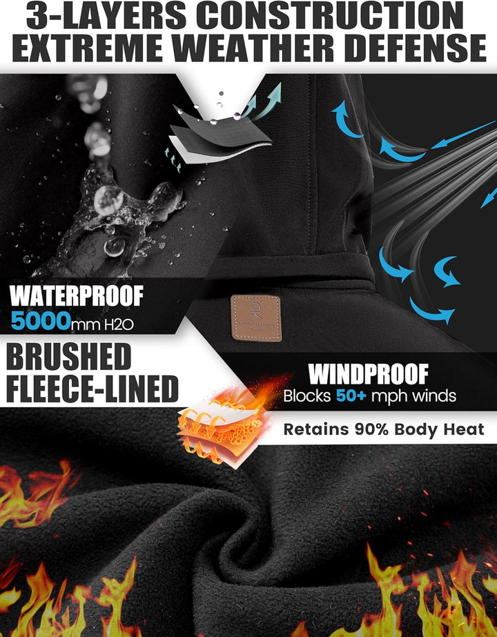 Little Donkey Andy Softshelljacke für Herren mit abnehmbarer Kapuze, Fleecefutter und Wasserabweisen