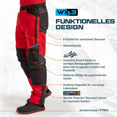 Portwest WX3 Service Bundhose, Grösse: 48, Farbe: Metal Grau, T701MGR48 Metal Grey 48 Regular Length