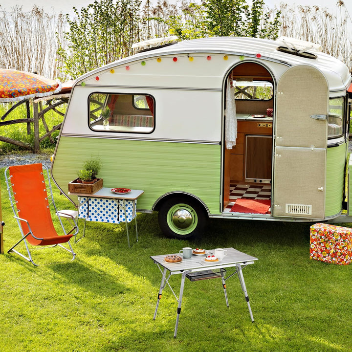 Relaxdays Klapptisch, klappbarer Camping Tisch, höhenverstellbar, Aluminium, faltbar, Alu Multifunkt