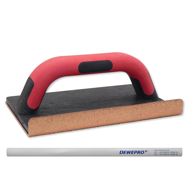 DEWEPRO® Hartmetall-Schleifbrett aus Wolfram Karbid mit abgewinkelter Seite und 2-Komponentengriff -