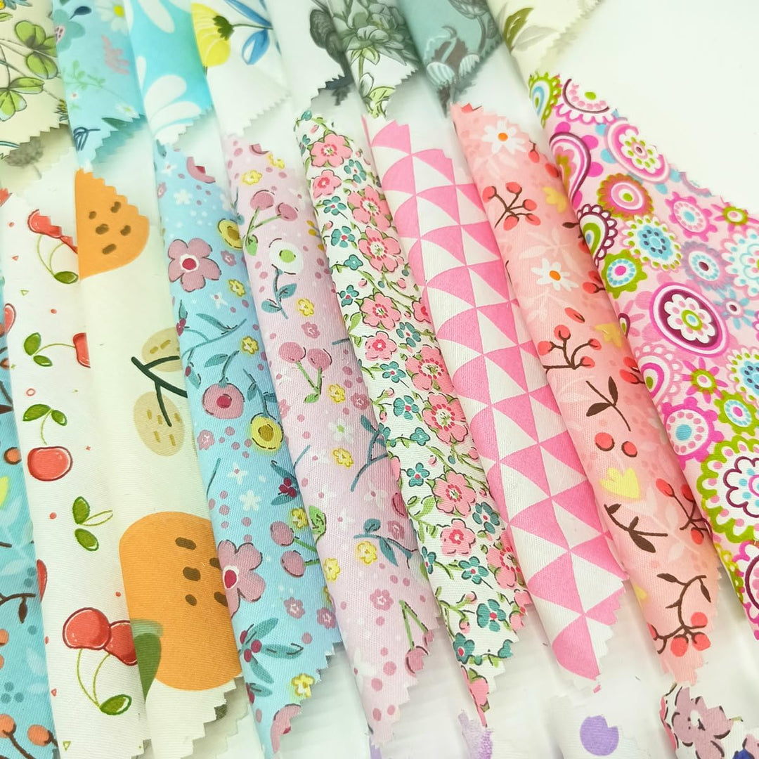 100 Stück 12,7 x 12,7 cm Quilt-Baumwollstoff Quadrate mit gewellten Kanten, Charm-Packs zum Quilten,